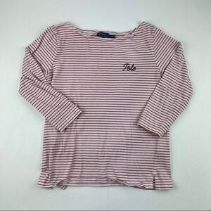 Polo Ralph Lauren Tshirt Womens Medium White Red Striped